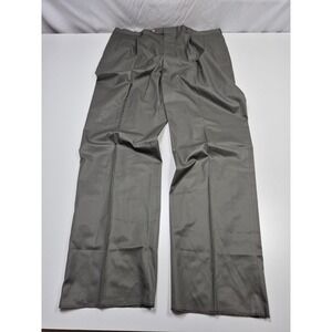VTG Corbin Dress Pants Mens 44x36 Gray Cotton Pleated Straight Unhemmed USA